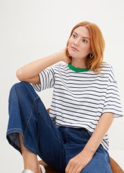 bonprix T-Shirt Oversize-Passform, Halbarm-Design, mit Streifenmuster