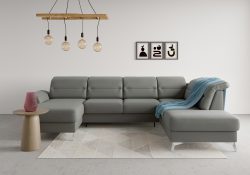 sit&more Wohnlandschaft »Sinatra«, optional mit Kopfteilverstellung und Armteilfunktion oder mit Kopfteilverstellung, Armteilfunktion, Bettfunktion und Stauraum, chromfarbene Metallfüsse