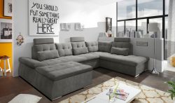 ED EXCITING DESIGN Wohnlandschaft »Nalo U-Form«, mit Bettfunktion, Bettkasten, Kopfstützen, Nierenkissen etc.