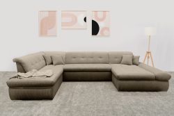 DOMO collection Wohnlandschaft »Moric U-Form auch in Cord«, im XXL-Format, wahlweise mit Bettfunktion und Armlehnenverstellung