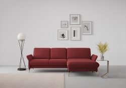 sit&more Ecksofa »Fashion«, wahlweise mit Kopfteilverstellung und Vorziehsitz, motorisch, mit satinierten Nickelfüssen