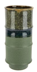 I.GE.A. Dekovase »Blumenvase aus Keramik, geriffelt, Zylinderform, matt glänzend«, (1 St.), Keramikvase, Dekoration, Vase für Blumen, Zweige und Kunstblumen
