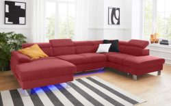 COTTA Wohnlandschaft »Komaris«, inklusive Kopfteilverstellung, wahlweise mit Bettfunktion und RGB-LED