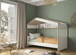 Kinderbett mit Dach MATHIS weiss