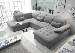 ED EXCITING DESIGN Wohnlandschaft Wayne, mit Bettfunktion, Bettkasten und Nierenkissen. 1 Armteil- und 5 Kopfteilverstellungen