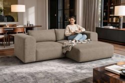 GOODproduct Ecksofa »TIARRA Design-Sofa mit Ottomane recht/links bestellbar, Breite 241 cm« L-Form mit hochelastischer Schaum und Wellenunterfederung