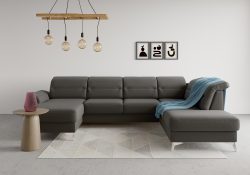 sit&more Wohnlandschaft »Sinatra«, optional mit Kopfteilverstellung und Armteilfunktion oder mit Kopfteilverstellung, Armteilfunktion, Bettfunktion und Stauraum, chromfarbene Metallfüsse