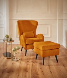 Guido Maria Kretschmer Home&Living Sessel »Salla«, wahlweise mit oder ohne Hocker, grosser Sessel: Masse B/T/H: 78/94/118 cm, Bezug auch in Luxus-Microfaser in Teddyfelloptik