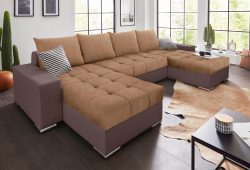 COLLECTION AB Wohnlandschaft, mit Bettfunktion, Bettkasten und XL-Recamiere, inklusive Federkern und loser Rücken- und Zierkissen