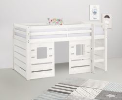 Lüttenhütt Hochbett »Alpi«, aus massivem Kiefernholz, inklusive Leiter und Panel, Aussenmassenbreite 103 cm