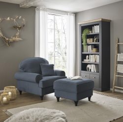 HOME AFFAIRE, Home affaire Sessel »WESTMINSTER«, (Set, 2 St., 1Sessel, 1 Hocker), mit Federkern-Polsterung