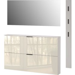 GERMANIA Garderoben-Set »Valega«, (3 St.), inkl. Schuhschrank mit Glasfronten, Spiegel und Garderobenpaneel