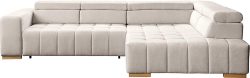 exxpo - sofa fashion Ecksofa »Elianos, hoher Sitzkomfort, aufwendige Kreuzsteppung im Sitz, L-Form« Kopfteile & Sitztiefe verstellbar, ohne Bettfunktion