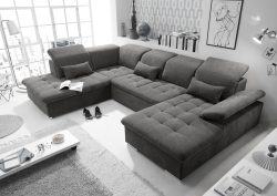 ED EXCITING DESIGN Wohnlandschaft Wayne, mit Bettfunktion, Bettkasten und Nierenkissen. 1 Armteil- und 5 Kopfteilverstellungen