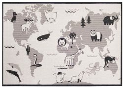 Primaflor-Ideen in Textil Kinderteppich »LINIA - Weltkarte«, rechteckig, 3 mm Höhe, Flachgewebe, Motiv Weltkarte, In- und Outdoor geeignet, Kinderzimmer