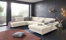sit&more Wohnlandschaft, 12 cm Fusshöhe, inklusive Sitztiefenverstellung, wahlweise Kopfteilverstellung, wahlweise in 2 unterschiedlichen Fussfarben