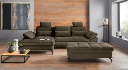 Places of Style Ecksofa »Costello«, incl. Sitztiefenverstellung und Armlehnfunktion, Federkern, wahlweise mit Bettfunktion und Bettkasten, incl. 3 Nierenkissen