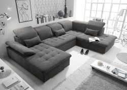 ED EXCITING DESIGN Wohnlandschaft Wayne, mit Bettfunktion, Bettkasten und Nierenkissen. 1 Armteil- und 5 Kopfteilverstellungen