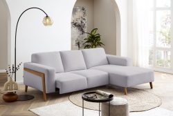 exxpo - sofa fashion Ecksofa »Starr Scandic Design, tolle Verarbeitung, bequem, Sichtholz am Armteil«, L-Form, wahlw. elektrische Sitztiefenverstellung, Massivholzfüsse