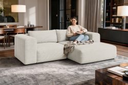GOODproduct Ecksofa »TIARRA Design-Sofa mit Ottomane recht/links bestellbar, Breite 241 cm« L-Form mit hochelastischer Schaum und Wellenunterfederung