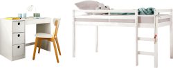 Lüttenhütt Jugendzimmer-Set »Alpi«, (Spar-Set, 2 St.), Hochbett und Schreibtisch mit Stauraum, perfekt für kleine Räume