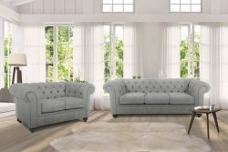 Home affaire Sitzgruppe »Duc«, Bestehend aus 2-Sitzer und 3-Sitzer, hochwertige Knopfheftung im Rücken, Samtoptik mich changierender Optik