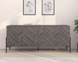 Leonique Sideboard »Eadwine« Kommode, Push-to-open, Türen mit Fischgräten Muster, Breite 175 cm