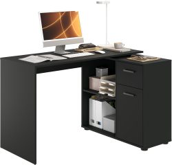 FMD Eckschreibtisch »AUGSBURG«, Schreibtisch/ Sideboard m. Stauraum, beids. montierb., 117 oder 148 cm