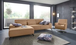 sit&more Ecksofa, Fusshöhe 12 cm, inklusive Sitztiefenverstellung und Kopfteilverstellung, wahlweise in 2 unterschiedlichen Fussfarben