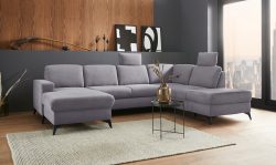 Places of Style Wohnlandschaft »Lolland«, Wahlweise mit Bettfunktion und Stauraum, Federkern, auch mit abwischbarem Bezug