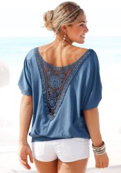 Lascana, LASCANA Shirt mit Häkeleinsatz am Rücken