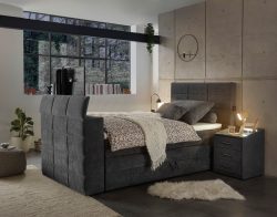 ED EXCITING DESIGN Boxspringbett »Denver« inkl. 1 bzw. 2 Bettkästen, motorisierte TV-Halterung bis 40 Zoll