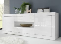 INOSIGN Sideboard »Basic Breite 240 cm, Kommode 2 Türen, 2 Schubkästen, Anrichte,«, Weiss HochglanzLack, Metallgriff, moderne Rahmenoptik, viel Stauraum