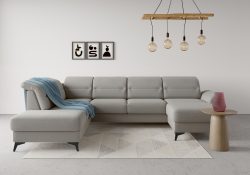 sit&more Wohnlandschaft »Sinatra«, optional mit Kopfteilverstellung und Armteilfunktion oder mit Kopfteilverstellung, Armteilfunktion, Bettfunktion und Stauraum, mattschwarze Metallfüsse