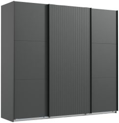 MID.YOU Schwebetürenschrank in graphitfarben , Andorra , Metall , 3 Fächer , 300x216x65 cm , Dekorfolie,Dekorfolie,Nachbildung,Nachbildung , umfangreiches Zubehör erhältlich, In verschiedenen Grössen erhältlich, in verschiedenen Holzdekoren erh