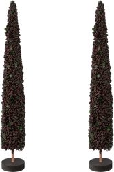 Creativ deco Dekobaum »Weihnachtsdeko«, (2 St.), auf hochwertiger Holzbase, mit Perlen verziert, Höhe 38 cm
