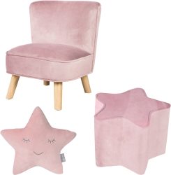 roba® Kindersitzgruppe »Lil Sofa«, (Set, 3 tlg.), bestehend aus Kindersessel, Kinderhocker und Dekokissen in Sternform