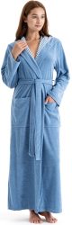 KangaROOS Damenbademantel »Dalia, ideal für Sauna & Spa, Hotelbademantel, Morgenmantel«, (1 St.), Uni-Farben und innen mit Streifen, Bademantel mit Taschen, XS-3XL