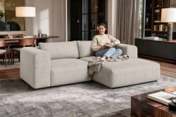 GOODproduct Ecksofa »TIARRA Design-Sofa mit Ottomane recht/links bestellbar, Breite 241 cm« L-Form mit hochelastischer Schaum und Wellenunterfederung