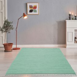 THEKO Teppich »Happy Cotton«, rechteckig, 5 mm Höhe, Flachgewebe, reine Baumwolle, handgewebt, mit Fransen, Wohnzimmer
