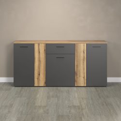 INOSIGN Kommode »Estepona«, (1 St.), Sideboard mit anpassbaren Türen in Akustikpaneel-Optik