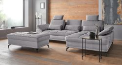 Places of Style Ecksofa »Costello«, incl. Sitztiefenverstellung und Armlehnfunktion, Federkern, wahlweise mit Bettfunktion und Bettkasten, incl. 3 Nierenkissen