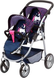 Zwillingswagen mit Einhorn, Puppenwagen