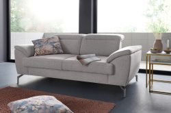 sit&more 2-Sitzer, 15 cm Fusshöhe, inklusive Sitztiefenverstellung, wahlweise Kopfteilverstellung, wahlweise in 2 unterschiedlichen Fussfarben
