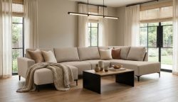 Home affaire Wohnlandschaft »Tournon U-Form, XXL Sofa, Breite 333 cm, Webstoff, Chenille«, Designsofa im nordischen Stil, Wellenunterfederung, Metallfüsse