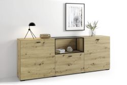 byLIVING Sideboard »Frame« 1 Stk. tlg. moderne Kommode mit Metalleinsatz und Glasplatte, 200cm breit.