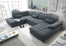 ED EXCITING DESIGN Wohnlandschaft Wayne, mit Bettfunktion, Bettkasten und Nierenkissen. 1 Armteil- und 5 Kopfteilverstellungen