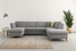 Home affaire Wohnlandschaft »Trelleborg«, Federkern-Polsterung, wahlweise mit Bettfunktion und Stauraum, Kopfstützen optional