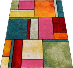 Paco Home Teppich »Brilliance 661«, rechteckig, 18 mm Höhe, Kurzflor, modernes 3D-Patchwork Design, ideal im Wohnzimmer & Schlafzimmer