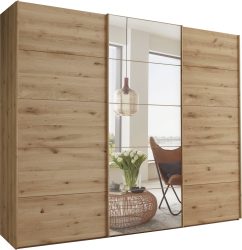 Linea Natura Schwebetürenschrank in eiche bianco , Cardiff , Holzwerkstoff , teilmassiv , 6 Fächer , 300x217x67 cm , glänzend,Echtholz, Nachbildung , in verschiedenen Holzarten erhältlich, In verschiedenen Grössen erhältlich , 000442029512
